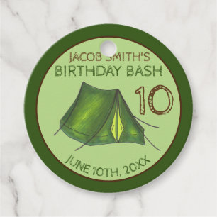 Birthday Party Bash Camp Tent Sleepover Camping Favor Tags