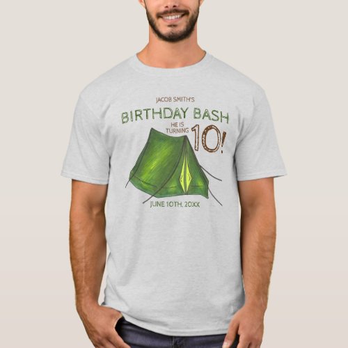 Birthday Party Bash Camp Tent Sleepover Camping T_Shirt