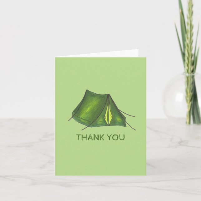 Birthday Party Bash Camp Tent Sleepover Camping Thank You Card (Front)