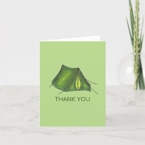 Birthday Party Bash Camp Tent Sleepover Camping Thank You Card