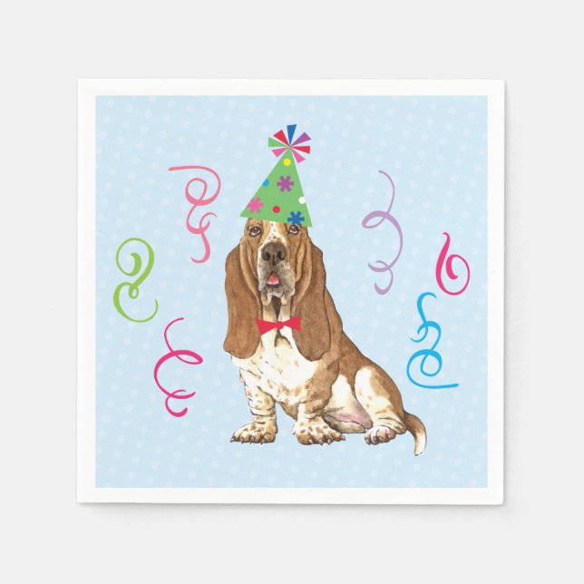 Birthday Party Basset Hound Napkins (Front)
