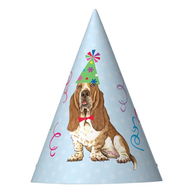 Birthday Party Basset Hound Party Hat (Front)