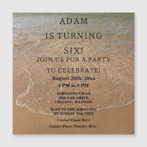 Birthday Party Beach Nautical Custom Trendy Cute Magnetic Invitation
