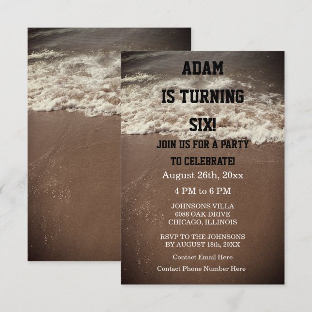 Birthday Party Beach Nautical Ocean Outdoor Custom Invitation (Front/Back)