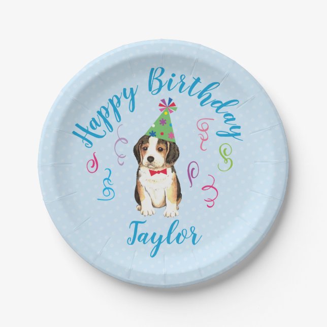 Birthday Party Beagle Paper Plates (Front)