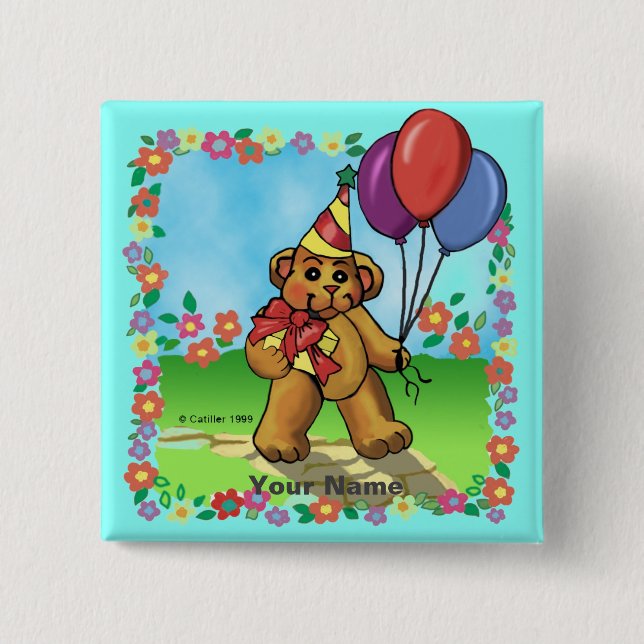 Birthday Party Bear  Button (Front)