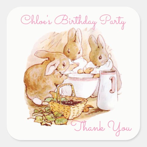 Birthday Party Beatrix Potter Custom Square Sticker