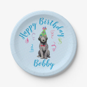 Birthday Party Bedlington Terrier Paper Plate