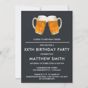 Birthday Party Beer Cheers Modern Elegant Invitation