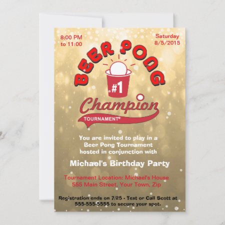Birthday Party Beer Pong Invitation