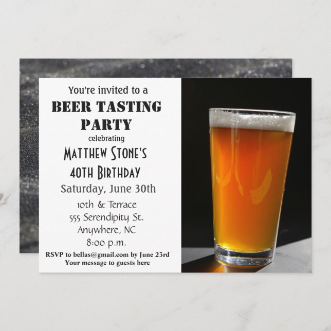 Birthday Party Beer Tasting Invitation (Front/Back)