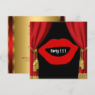 Birthday Party Big Lips Curtains Invitation