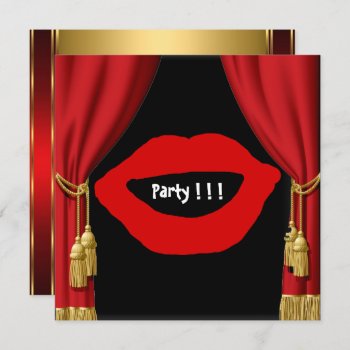 Birthday Party Big Lips Curtains Invitation by invitesnow at Zazzle