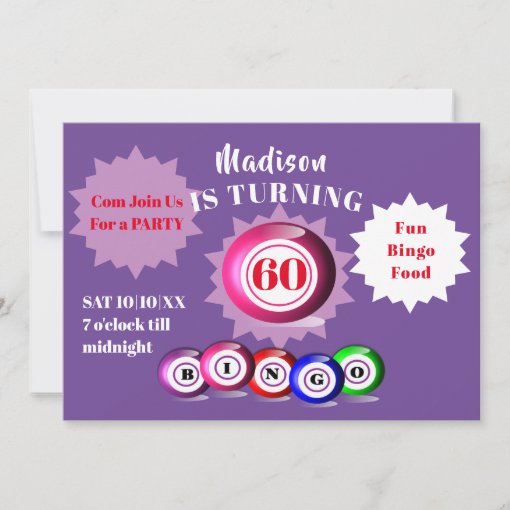 Birthday Party Bingo Theme Fun Invitation Zazzle