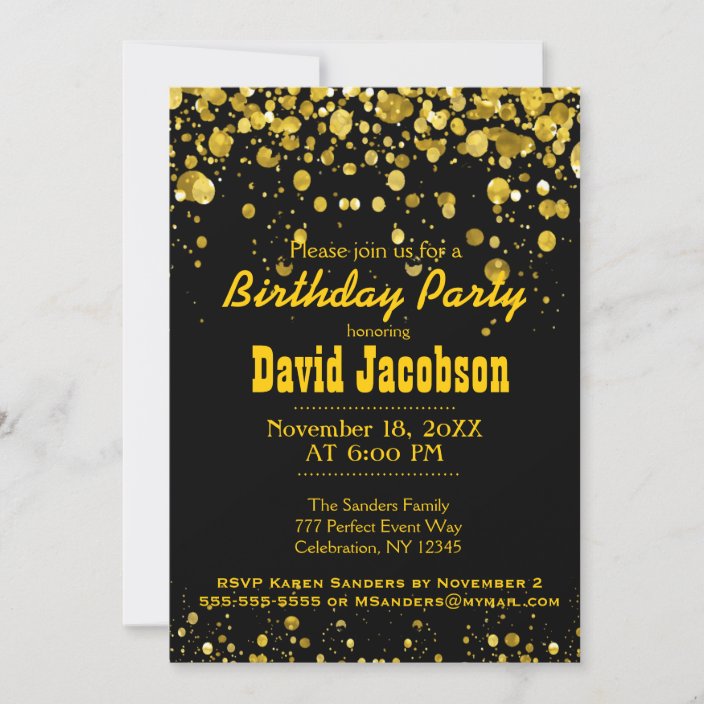 Birthday Party | Black and Gold Invitation | Zazzle.com