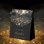 Birthday Party black glitter gold thank you  Favor Boxes<br><div class="desc">Elegant,  classic,  glamorous and girly for a 21st (or any age) birthday party favors.  A black background,  decorated with golden glitter.  Personalize and add a name and age 21.</div>