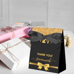 Birthday party black glitter sparkle thank you favor boxes