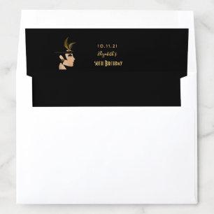 Birthday party black gold 1920's art deco retro envelope liner