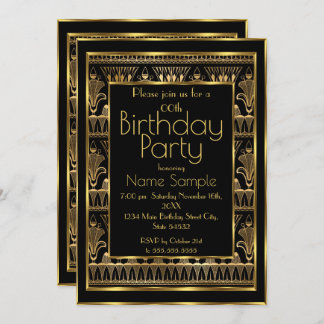Birthday Party Black Gold Art Deco Vintage 1930 Invitation