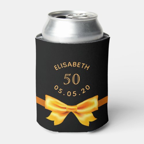 Birthday party black gold bow can cooler