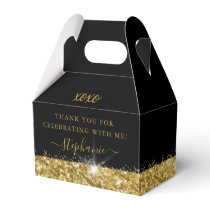 Birthday Party Black Gold Glitter Confetti Favor Boxes
