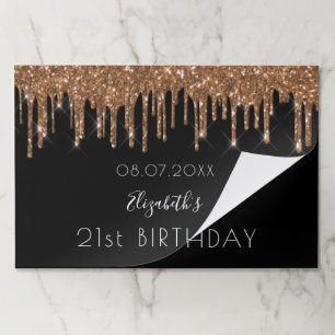 Birthday party black gold glitter paper placemat