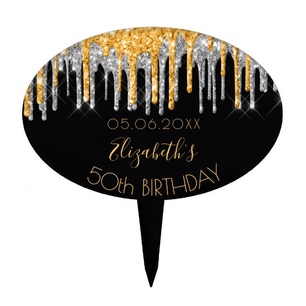 Personalzed 50th Brthday Cake Topper: Any Age Brthday Decoratons