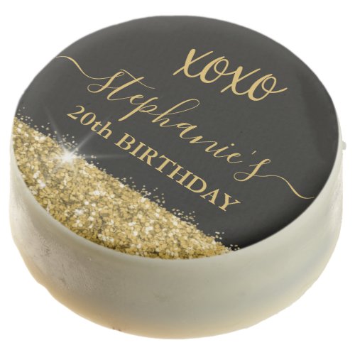 Birthday Party Black Gold Glitter Sparkles Custom Chocolate Covered Oreo