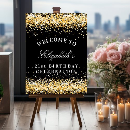 Birthday party black gold welcome foam board