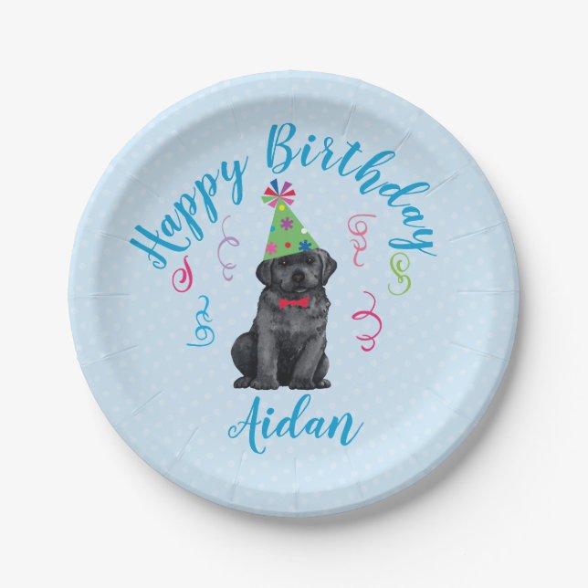 Birthday Party Black Lab Paper Plates (Front)