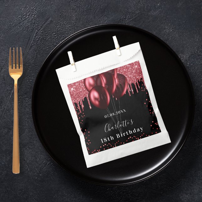 Birthday party black red glitter balloons favor bag (Creator Uploaded)