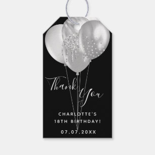 Black and Silver party decorations tags:Printable Thank You Tags-editing  included #102421 - Baer Design Studio