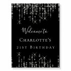 Birthday party black silver stars welcome