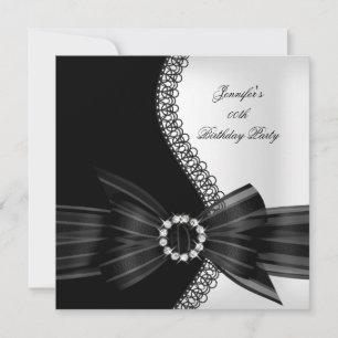 Birthday Party Black White Diamond Image Invitation