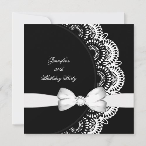 Birthday Party Black White Diamond Image Custom Announcement