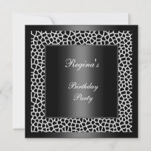 Birthday Party Black White Giraffe Invitation