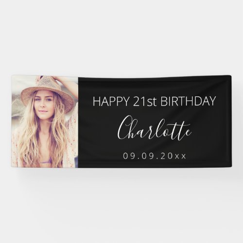 Birthday party black white photo banner