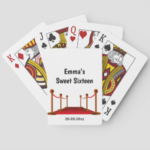Birthday Party Black White Red Carpet Name Poker Cards