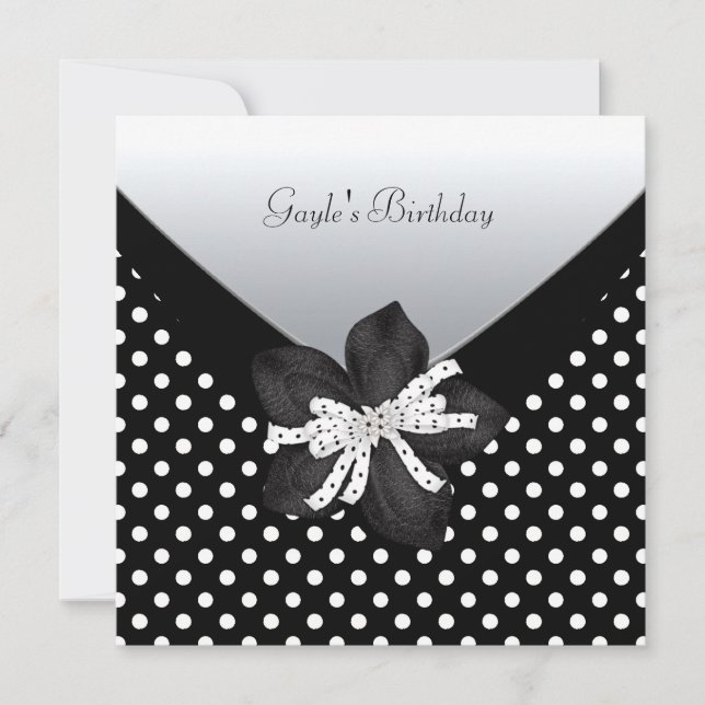 Birthday Party Black White Spot Invitation (Front)