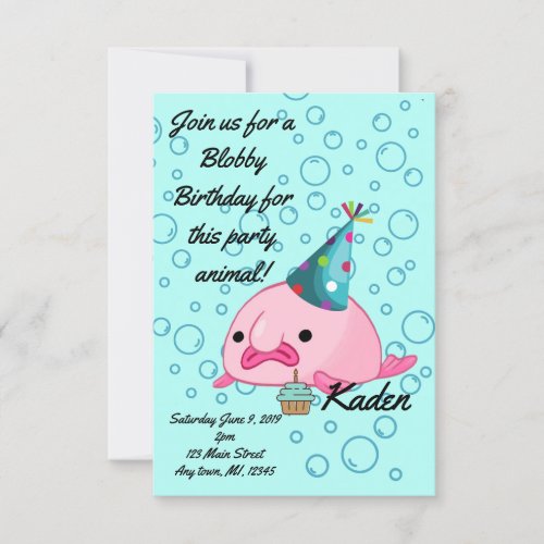 Birthday Party Blobfish Invitation