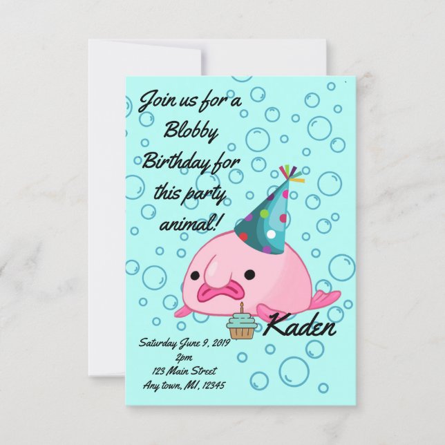 Birthday Party Blobfish Invitation (Front)