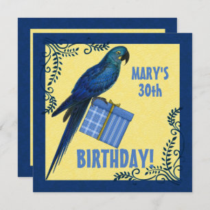 Birthday Party Blue and Yellow Macaw Parrot Invitation