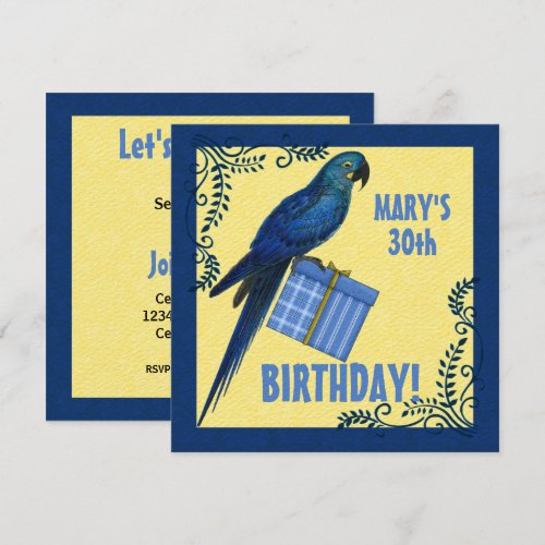 Birthday Party Invitation Macaw Parrot