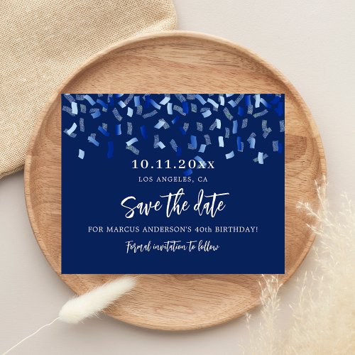  Birthday party blue budget save the date card Flyer