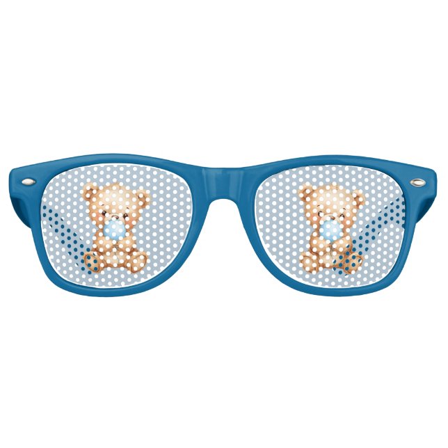 Birthday Party Blue Teddy Bear Party Sunglasses (Front)