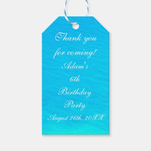 Birthday Party Blue Water Personalized Thank You Gift Tags
