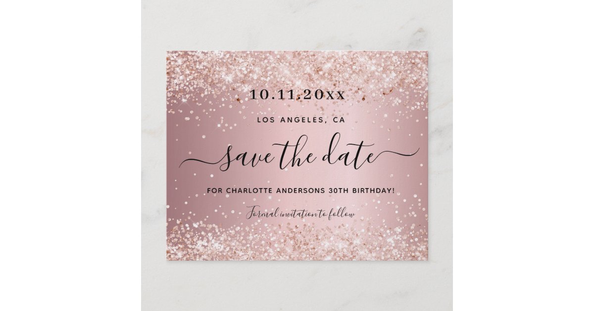Birthday party blush pink budget save the date flyer | Zazzle