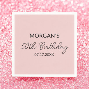 Birthday Party Blush Pink Cute Name Napkins