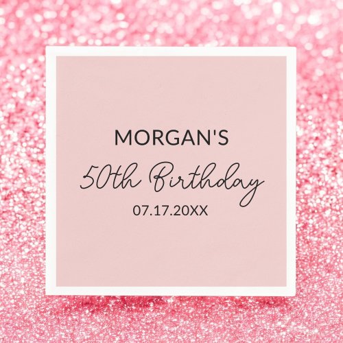 Birthday Party Blush Pink Cute Name Napkins