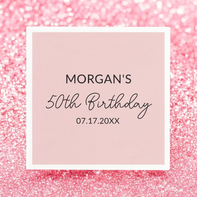 Birthday Party Blush Pink Cute Name Napkins (Creator Uploaded)